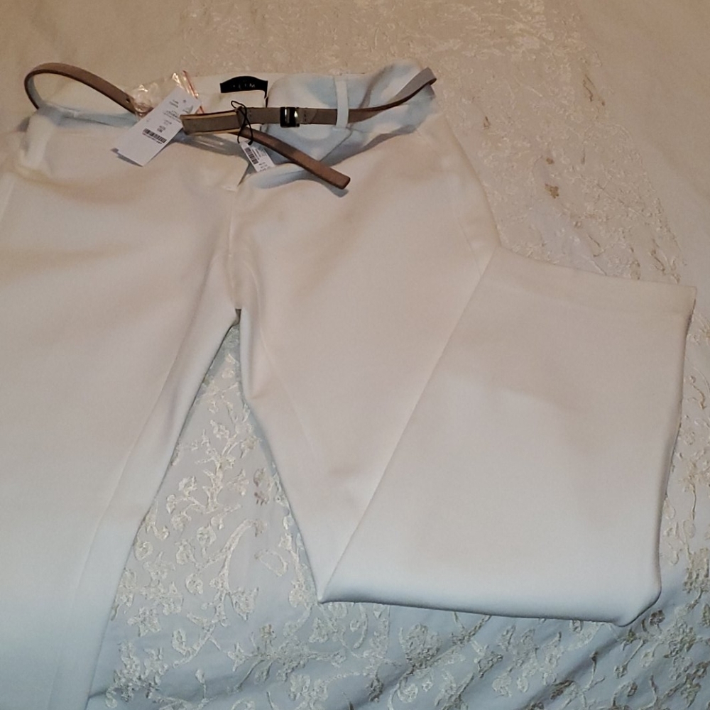 Winter white slacks and suede belt